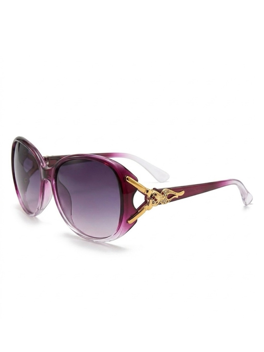 Purple Gradient Oversized Women's Sunglasses with Gold Accent